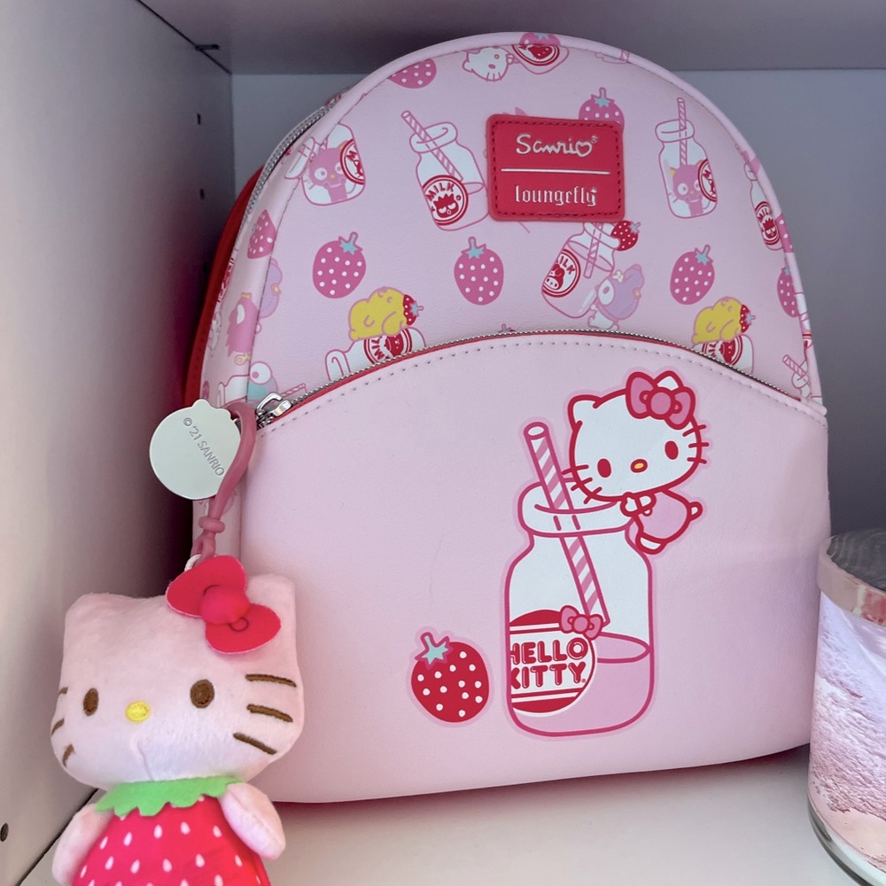 Pink strawberry milk hello kitty Loungefly NWT